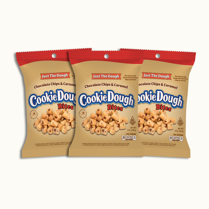 Just the Dough - Chocolate Chips & Caramel - Cookie Dough Bites - 5oz peg bag - Crunch n Crave
